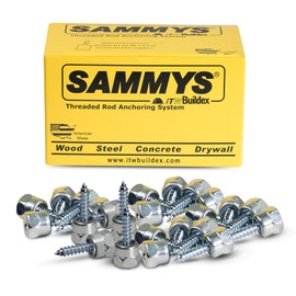 Sammys 8002957-25 Vertical Rod Anchor Super Screw with 1/4 in. Threaded Rod Fitting, 1/4 x 1'' Screw, for Wood (Pkg.=25) , Zinc