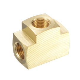 sourcing map Brass Hose Fitting Tee 1/8 NPT Female Thread 3 Way Pipe Connector Adapter