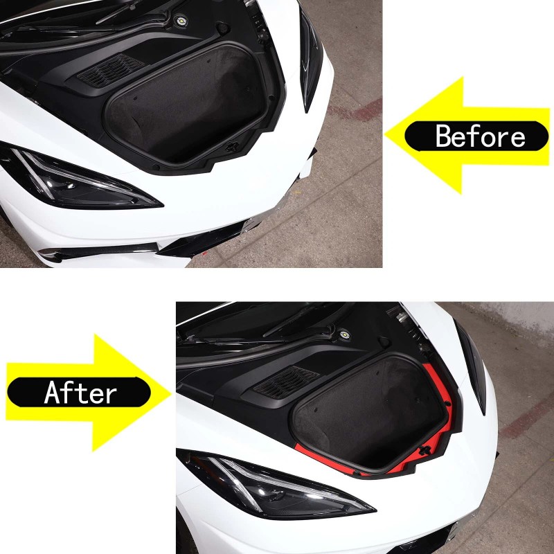 autopart2021 Red Front Trunk Bezel Gloss Stainless Plate Trim For