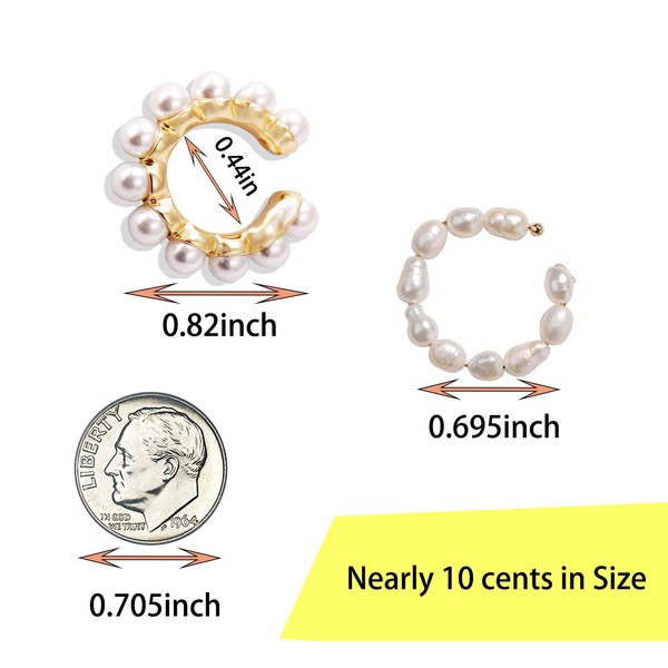 Moepapa Pearl Hoop Earrings Ear Cuff no piercing 2pacs Set