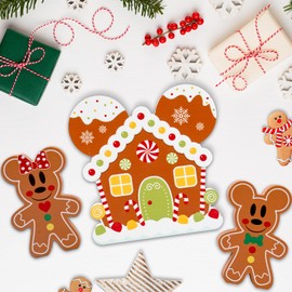 Gingerbread Christmas Tiered Tray Decor Set - 3pcs Wooden Gingerbread Mouse Centerpieces Table Decorations for Home Desk Table Shelf Xmas Party Decor Supplies