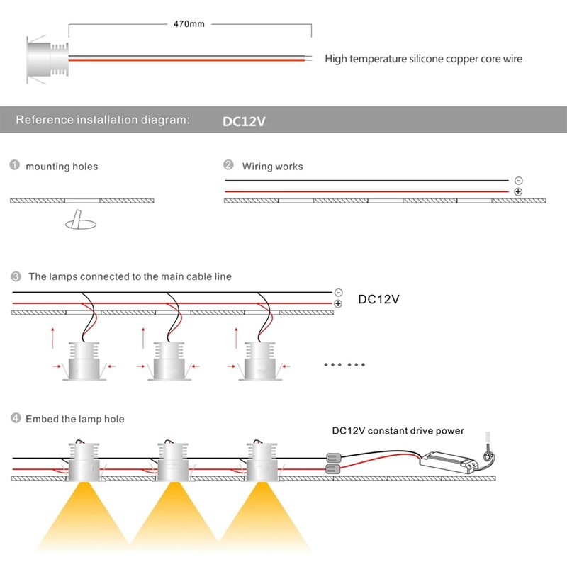 kpslucerna 10pcs 0.5W Mini Recessed Ceiling Spotlight 12V Kitchen Stair