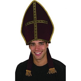 Jacobson Hat Company Bishop Pope Mitre Clergy Costume Prop Headgear Red Hat, Black, One Size