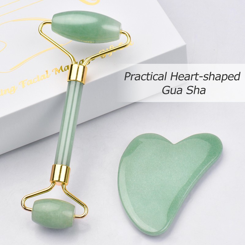 Scraping Plate Natural Jade Set Heart Shaped Crystal Double End