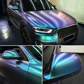 Purple to Lake Blue Glossy Metallic Chameleon Vinyl Wrap Sparking Diamond Color Change DIY Vehicle Vinyl Film, 59.8'' x 118.11''