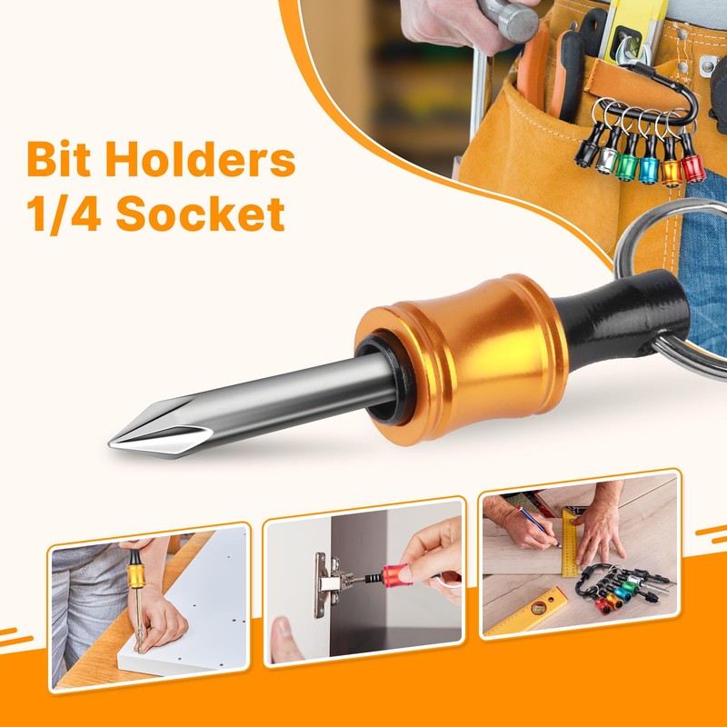 60PCS Keychain Bit Holder,1/4 Inch Hex Drill Bit Holder for