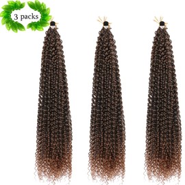 Passion Twist Hair Extensions Black to Brown Curly Crochet Hair 12 Inch Short Curly Braiding Hair 3 Packs Ombre Crochet Braids with Curls for Black Women(12",1B30)