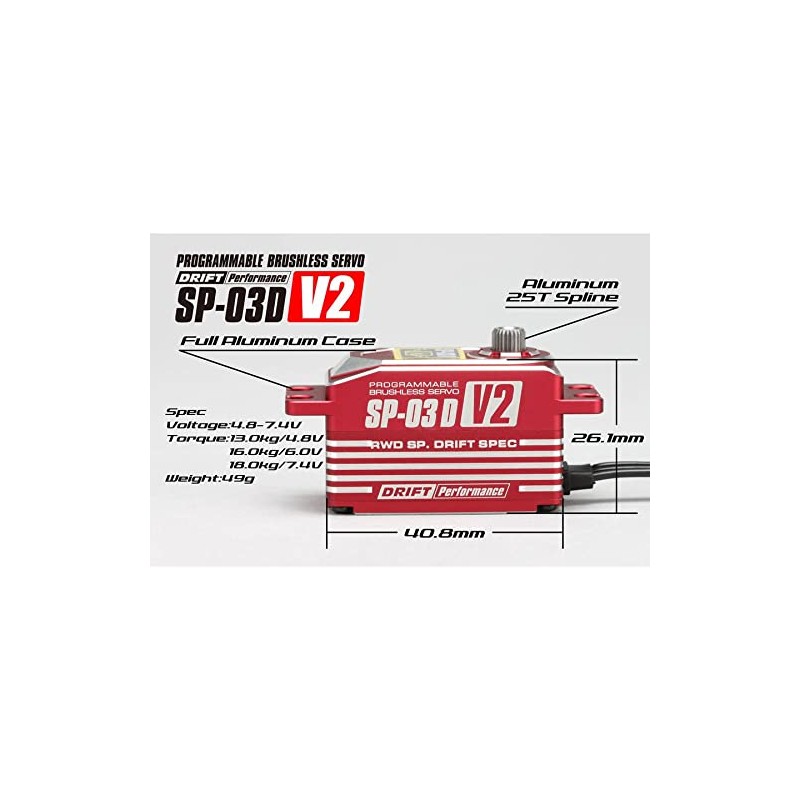 SP-03DV2 (Red) Brushless Servo for Drifting