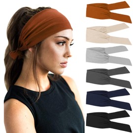 DRESHOW 6 PCS Adjustable Headbands for Women Knotted Headbands Elastic Non-Slip Fashion Hair Bands for Workout Sports Running Yoga
