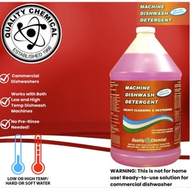 Quality Chemical Heavy Duty Liquid Alkaline Commercial Dishwasher Detergent (1 Gallon) - Rinse All/Commercial Industrial Grade Rinse Aid/Dishwasher Rinse Aid, heat and cool dry Finish (1 Gallon)