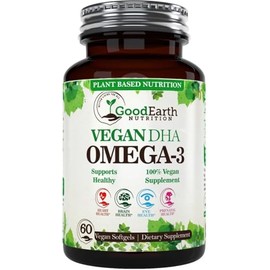 Vegan Omega 3 - Potent Plant Based Algal DHA derived from Marine Algae - Better than Fish Oil - 60 Veggie Softgels - Supports Brain, Heart, Joints & P