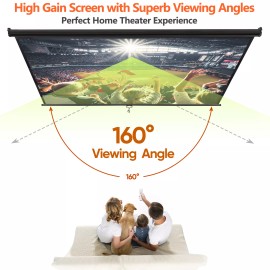 100" Projection Screen 16:10 Projector Movies Screens for Home Theater Black