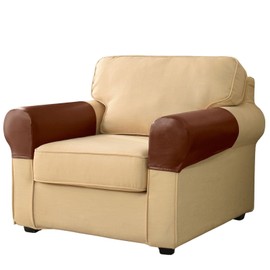 Huierxun Waterproof Armrest Covers Luxury PU Leather Stretch Arm Covers for Chairs Couch Sofa Wipeable Armchair Slipcovers for Recliner Sofa 2pcs, Orange