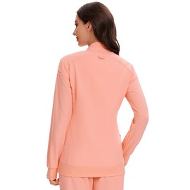 COZYFIT Scrub Jackets for Woman, Zip Front Nurse Jacket, 4-Way Stretch Fabric - Coral Red, L