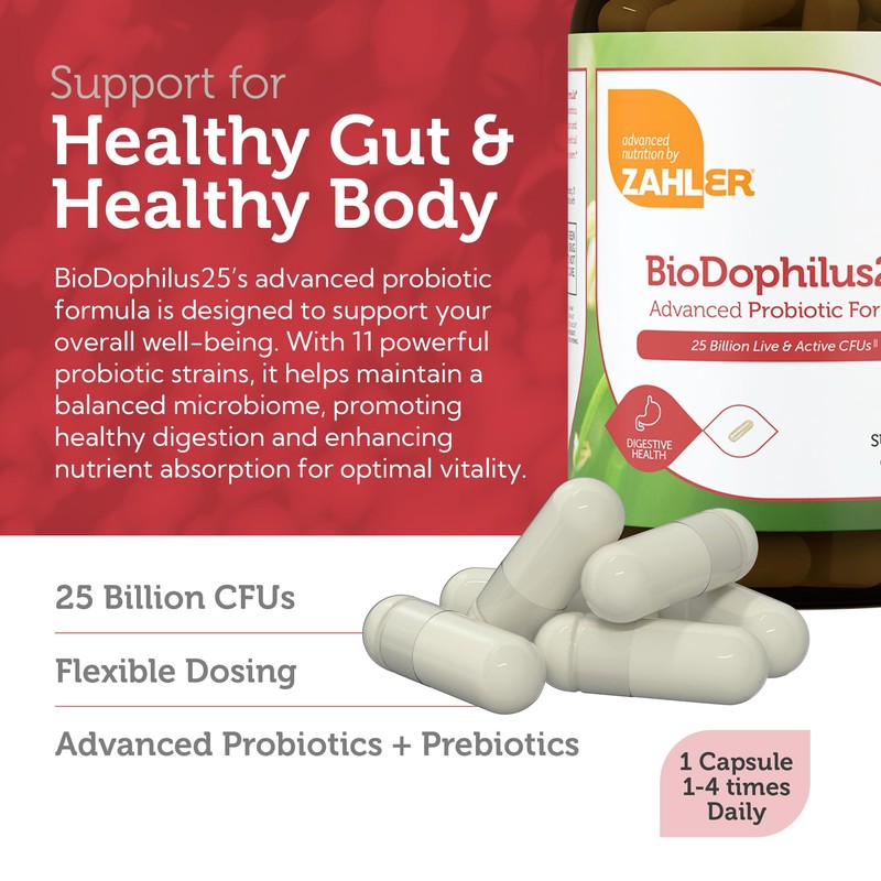 Zahler Biodophilus, All Natural Advanced Probiotic and Prebiotic Supplement, Promotes