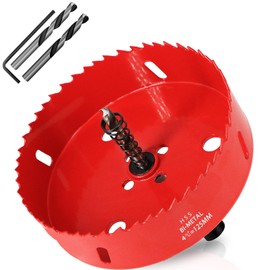 KACNON Hole Saw 125 mm, Universal High-Speed Steel HSS M42 Bi-Metal Hole Saws with Hex Shank and Drill, Complete Sizes, for Wood, Plastic, Plasterboard, Sheet Metal, Red