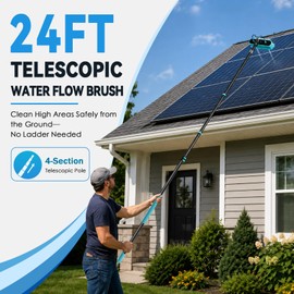 Adjustable 24FT Water Fed Pole Cleaning Kit with 4 Brush Heads