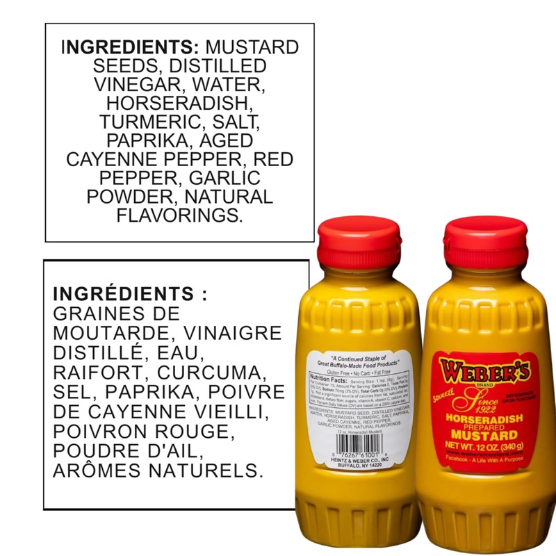 Buffalo's Own Weber's Brand Horseradish Mustard Squeeze Bottle 12oz. by