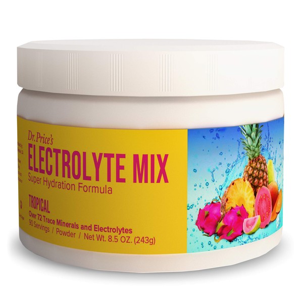 Electrolytes Powder No Sugar - Electrolyte Mix - Hydration Drink - Keto Electrolytes - Fasting Electrolytes - Water Enhancer, No Tablets, Non-GMO, Gluten Free, Sports Drink - 90 Servings Tropical