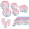 Mermaid Party Tableware, Pink Mermaid Party Decorations, Plate, Napkin, Cup,