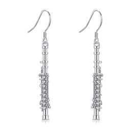 Flute Dangle Earrings Stelring Silver Clarinet Earring Music Instrument Jewelry Gift for Women