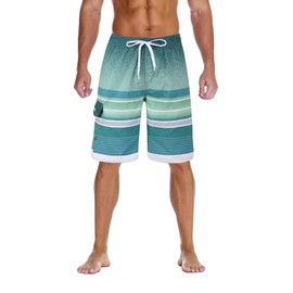 unitop Men's Boardshorts Printed Summer Casual Athletic Board Shorts Vacation Green 40
