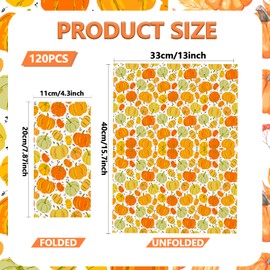 120 Pcs Pumpkin Napkins Fall Pumpkin Paper Thanksgiving Disposable Bathroom Hand Towels Autumn Harvest Decorative Dinner Napkin for Thanksgiving Party Baby Shower