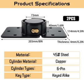 2 Packs Heavy Duty Puck Lock Keyed Alike, 73mm High Security Hidden Shackle Padlock with Hasp, Solid Steel Puck Lock Latches for Container, Garage Shed Trailer Truck, Black