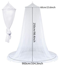 Mosquito Net Bed Travel, Canopy Bed Curtains, for Mosquito Net Double Bed and Single Bed, Fly Screen Mosquito Nets for Garden, Camping, Home, Bed Canopy, White, 60 x 250 x 900 cm