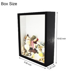 Shadow Box with Slot On Top，8.5"x10.5"Seashell Display Box, Seashell Holder Display Box，, Shell Display Box, Shell Storage Box Display Cabinet Decorated with Shells and Starfish Ornaments (Black)