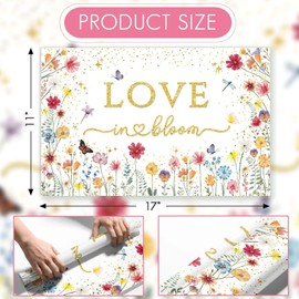 50 Pieces Love in Bloom Disposable Paper Placemats, 11x17 Inch Floral Wildflower Table Mats for Wedding, Bridal Shower, Baby Shower, Engagement Party, Bachelorette Party