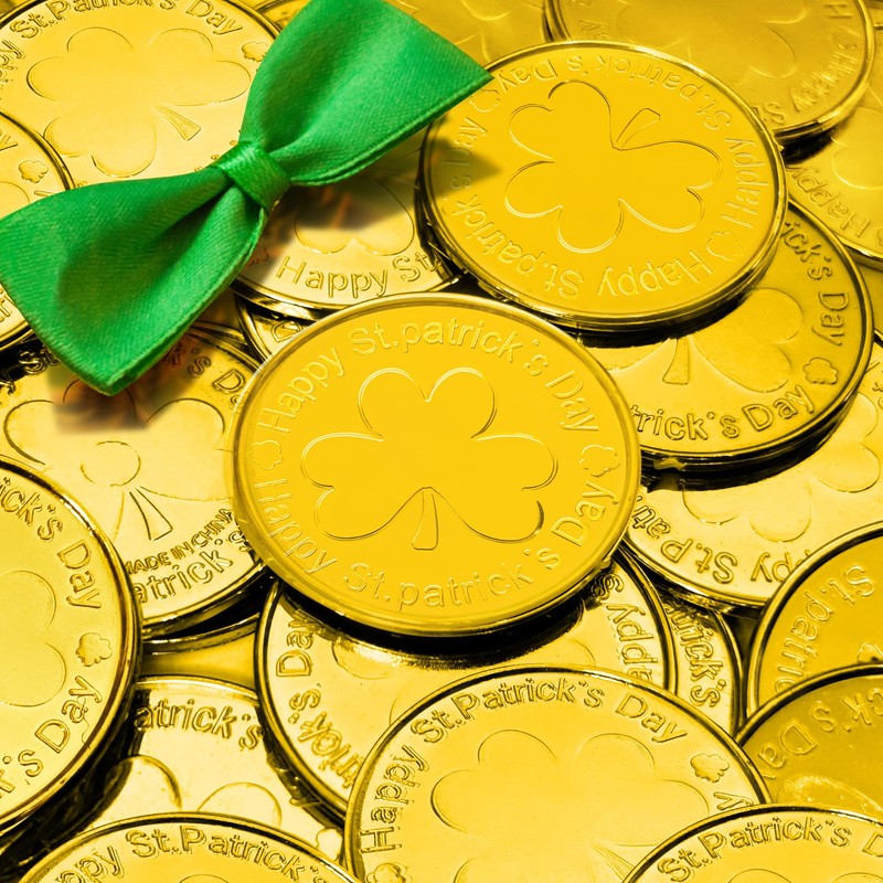 Gold Coins St Patricks Day,Gold Coins Plastic, Shamrock St Patricks