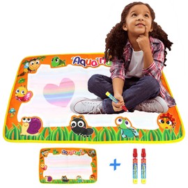 Rangebow Aqua Water Drawing Magic Doodle Mat 59 x 36cm Reusable No Mess Painting Board & 2 Doodle Magic Pens Educational Toys Christmas Birthday Gift for Kids Girls Boys Age 3 4 5 Years