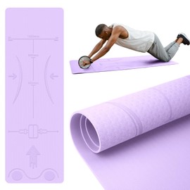 HEDUGO Exercise Equipment Mat for Ab Roller Wheel, Non Slip Abdominal Knee Mat, 6mm Thick Home Gym Floor Pad for Yoga, Pilates, Skipping, 72"L X 24"W X 0.24"Th, TPE, Purple