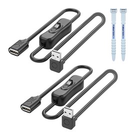 USB 3.0 Verlängerungskabel mit Schalter, 90 Grad Winkelstecker USB 3.0 Kurz Verlängerung mit Ein-/Aus Schalter Kabel Stecker auf Buchse SuperSpeed 5 Gbps für USB-Lüfter, PC Laptop (Unten, 2Stü)