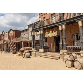 Leowefowa 8x6ft Wild Saloon Backdrop Ancient West Cowboy Backdrops for Photography Rural Countryside Wood House American Culture Photo Background Adults Party Studio Props