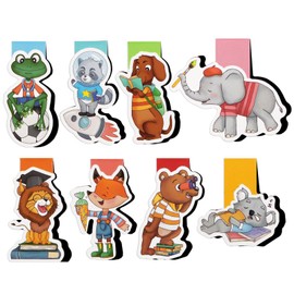 MEJOSER Pack of 8 Bookmarks Magnetic School Enrolment Gifts School Child Magnetic Bookmark Magnetic School Cone Filling Contents for Children Girls Boys First Day of School