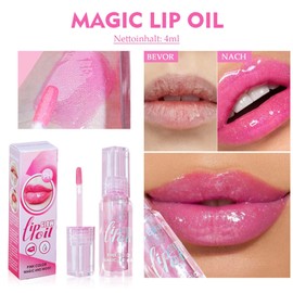 Lip Gloss Shimmer, Glitzernd Glänzend Getönter Lipgloss, Color Change Lip Plumper Oil, Moisturizing & Hydrating Lippen Care Lippenöl, Langlebig Lip Oil Reduziert Feine Linien & Nicht Klebriges