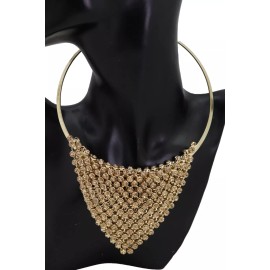 Alwasytyle4you Women Gold Metal Choker Bib Strand Jewelry Fashion Necklace Bling Mesh Elegant