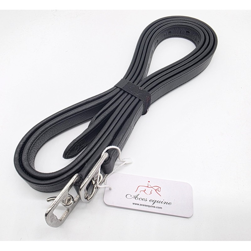 Black Soft Leather Stirrup Leathers for Adult Horses 1 Inch