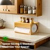 Bilifre Bamboo Paper Towel Holder with Hooks – One-Hand Tear,