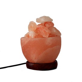 RUITASA Pink Himalayan Crystal Salt with Natural Crystal lamp Bowl, dimmers Lines and Classic Wood Base