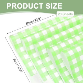 PATIKIL Flower Gift Wrapping Paper, 20 Sheets Plaid Waterproof Bouquet Paper Wrap Florist Supplies Packaging Floral Papers for Wedding DIY Craft Valentine, Green