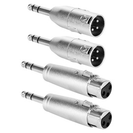 Togconn 1/4" TRS Male to XLR Adapter 4 Pack, 1 Pair 6.35mm 1/4" Male to XLR Male & Female Adapter, 8.5cm XLR Cable, Compatible with Mixer, Speaker, Other Audio Devices