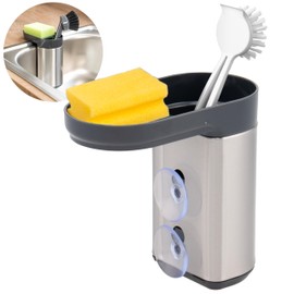 bremermann Stainless Steel Sink Organizer with Sponge Holder and Dish Brush Holder