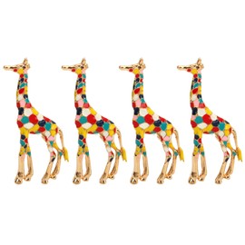 4 PCS Cartoon Giraffe Brooch Exquisite Colorful Elegant Aluminum Alloy Fashion Giraffe Brooch for Women