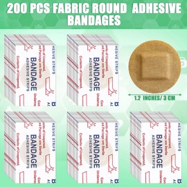 Funtery 200 Pcs Spot Adhesive Bandages 1.2 Inch Flexible Round Fabric Non Latex Small Face Circular Adhesive Bandage for Skin Tone Wound Spots Small Incisions(Brown)