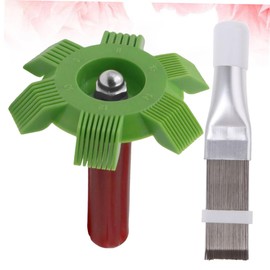 LIFKOME 2pcs Air Conditioner Fin Comb Cleaning Tool Stainless Steel and Condenser Brush for Efficient Cooling System Maintenance Random Colors