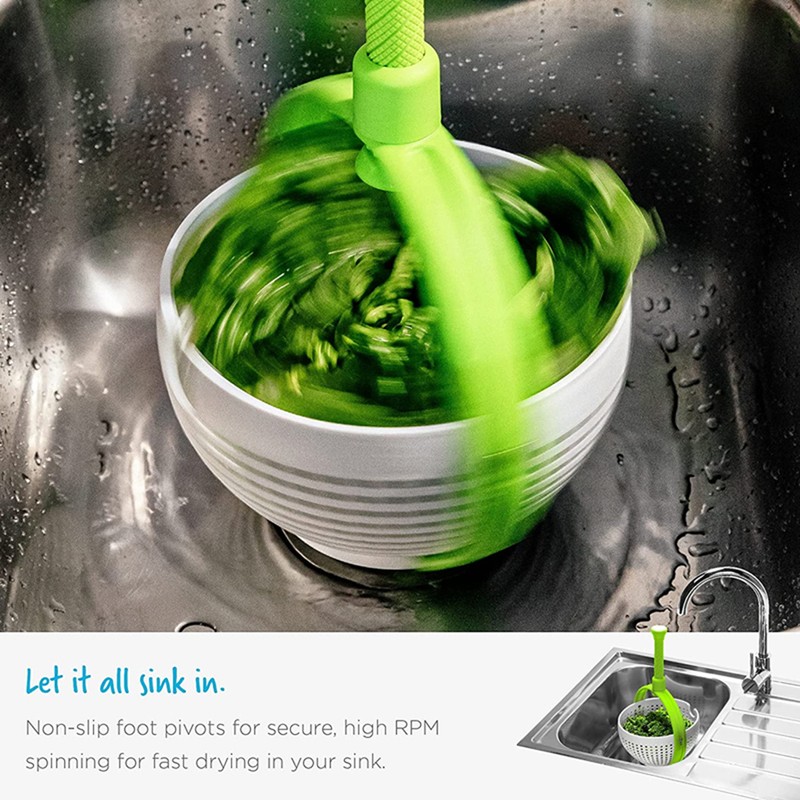 Salad Rotator Plastic Colander with Collapsible Handle Rotatable Kitchen Strainers