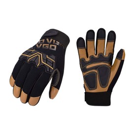 Vgo... 3 pairs Work Gloves Men Touchscreen Anti Impact, Heavy Duty Gloves Antiabrasive for Warehouse Mechanics Carpenter (XL,Brown,GA9617)